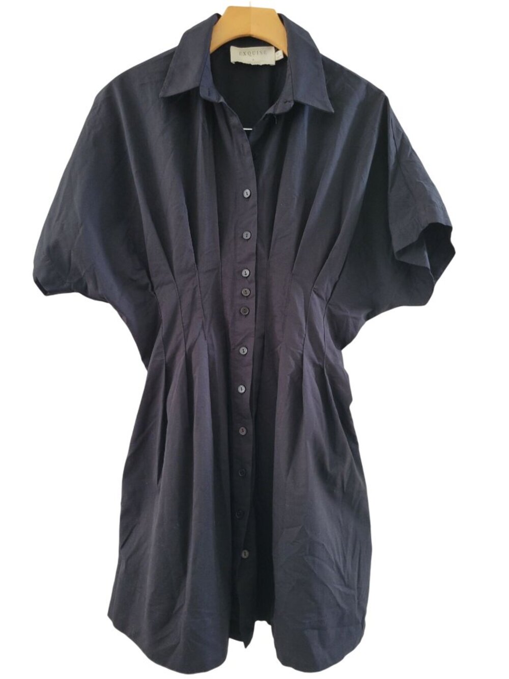Exquise Anthropologie Mini Tobie Shirt Black Dress size Medium boho Minimalist